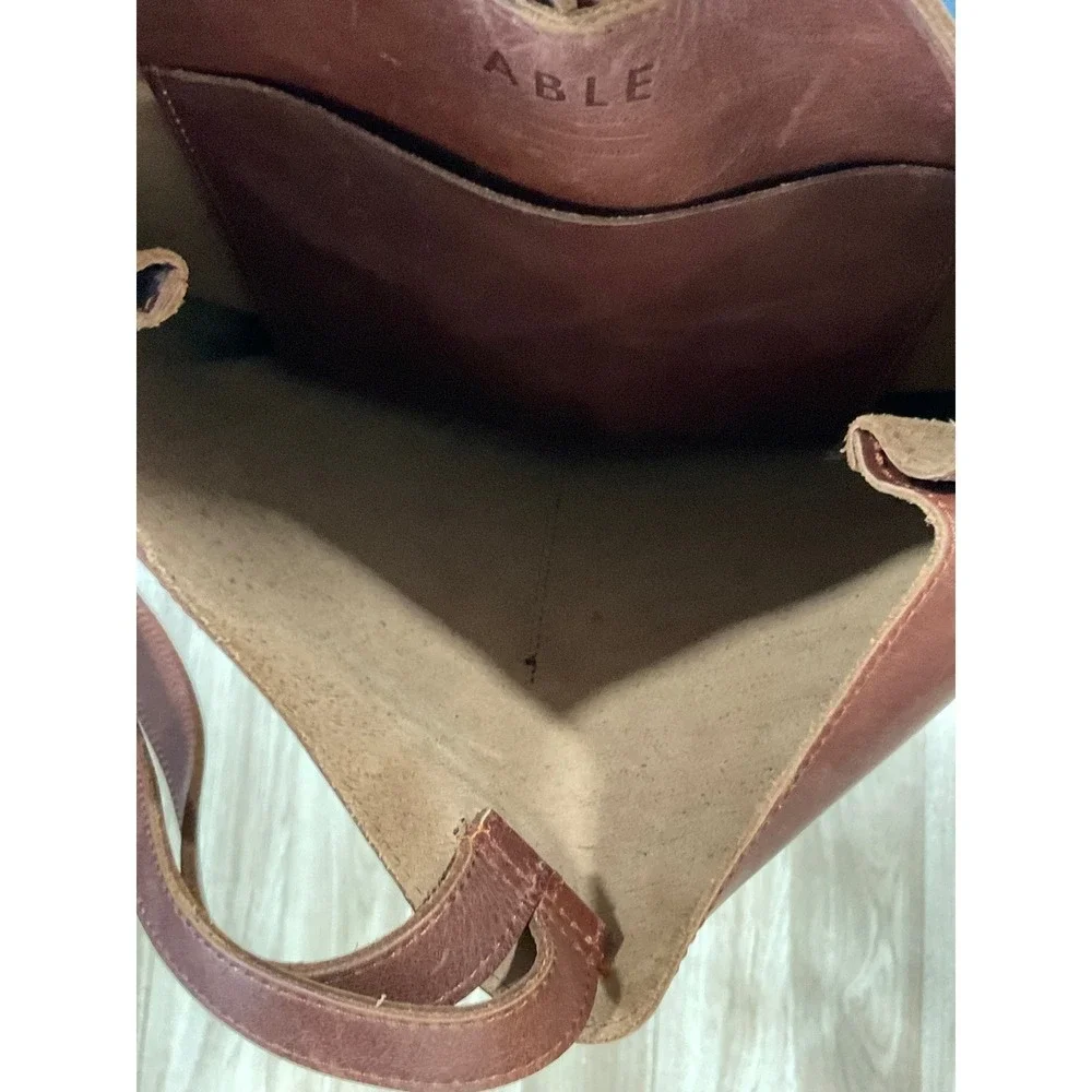 ABLE Abera Convertible Backpack Tote Cognac Brown Leather Handbag